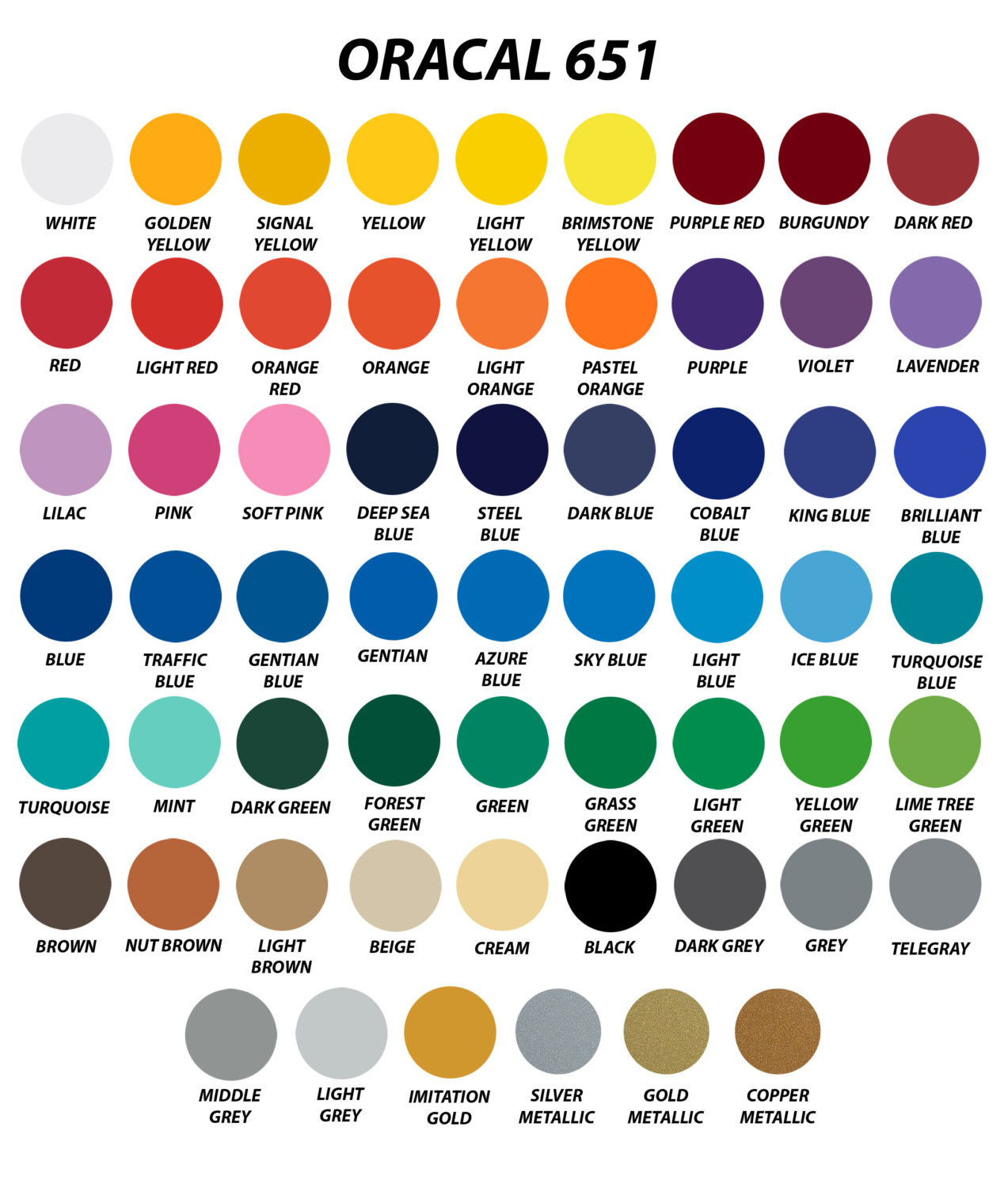 oracal 651 colors