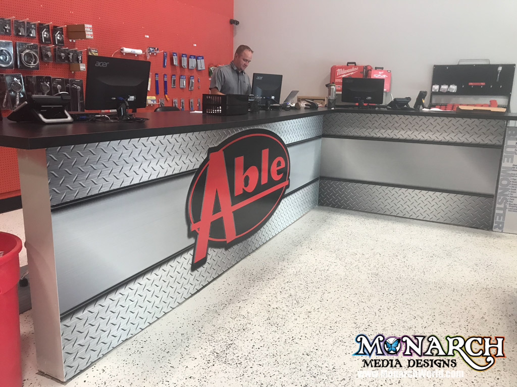 Able Distributing Front Desk Wrap Wall Wrap