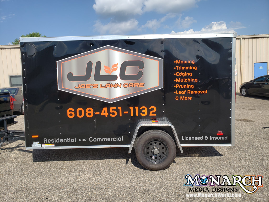 Joes Lawn Care Trailer Full Color Vinyl Graphics