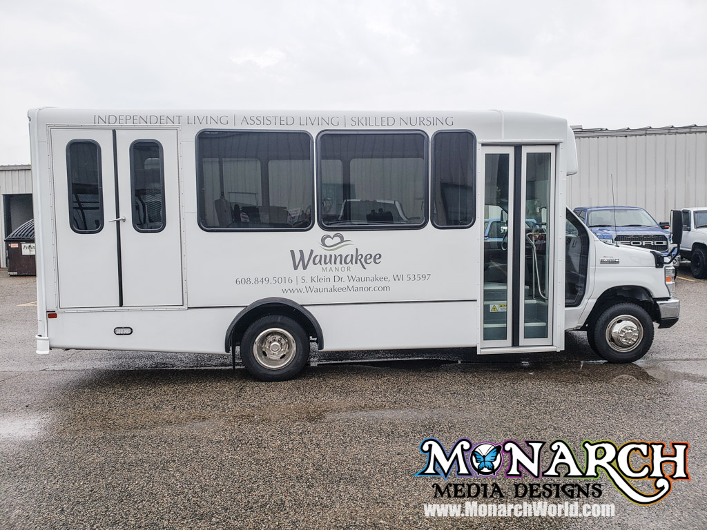 Waunakee Manor Shuttle Bus Partial Wrap Graphics